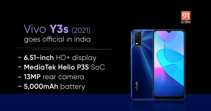 vivo y3s specs