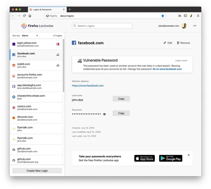 vulnerable password alert