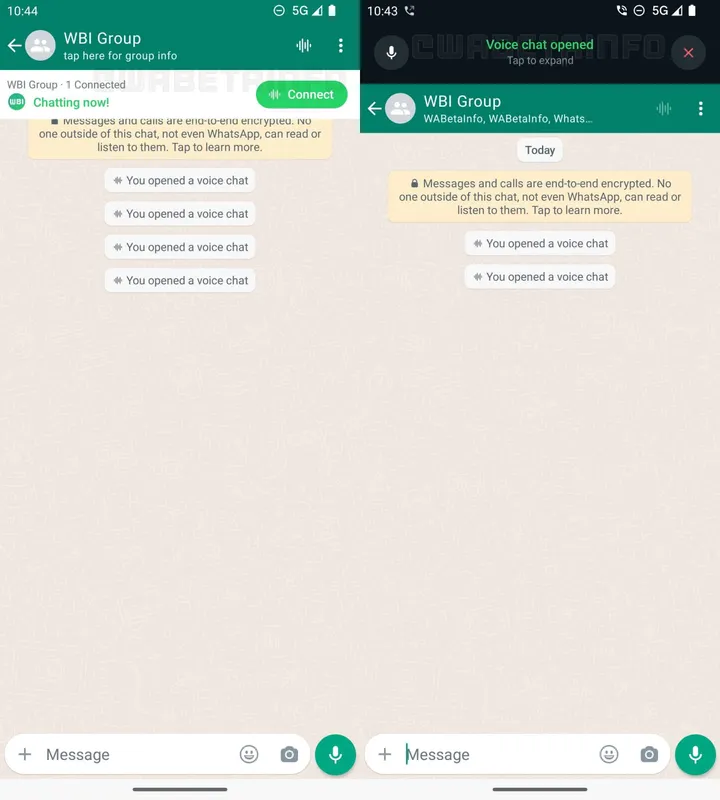 wa audio chat feature group android