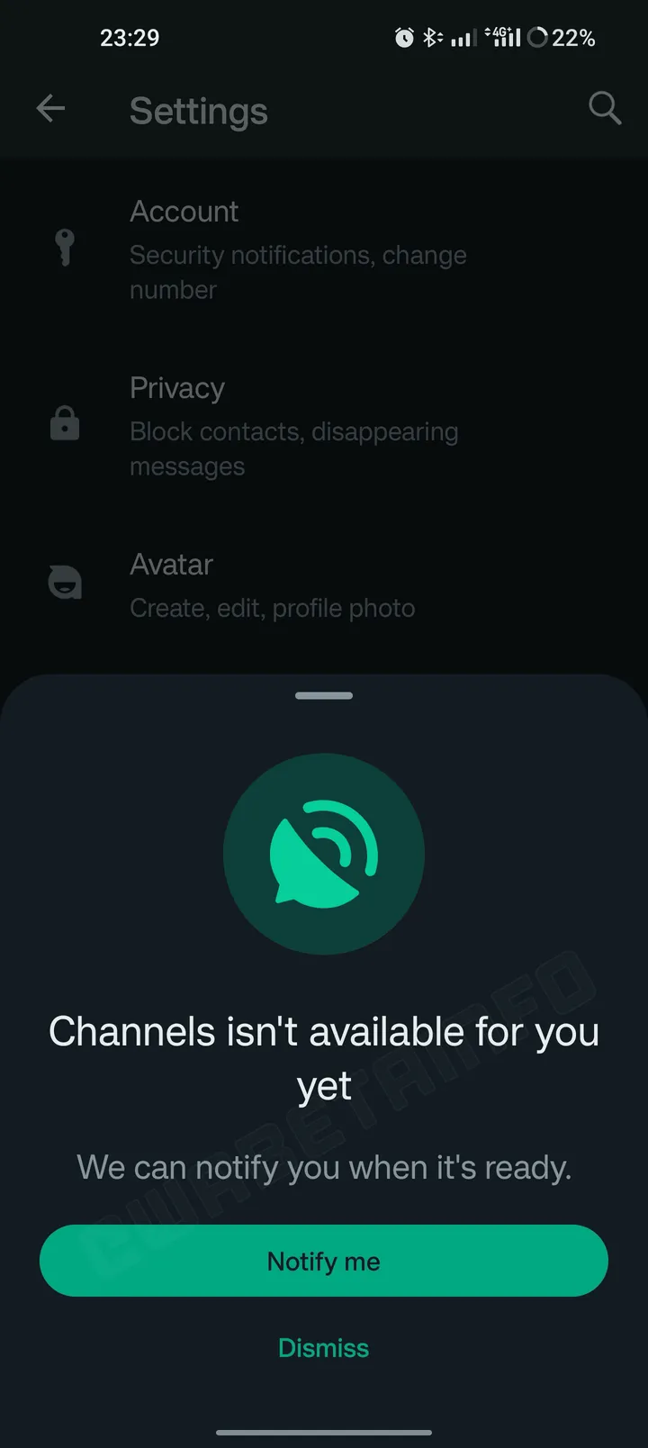 wa channel availability notification android