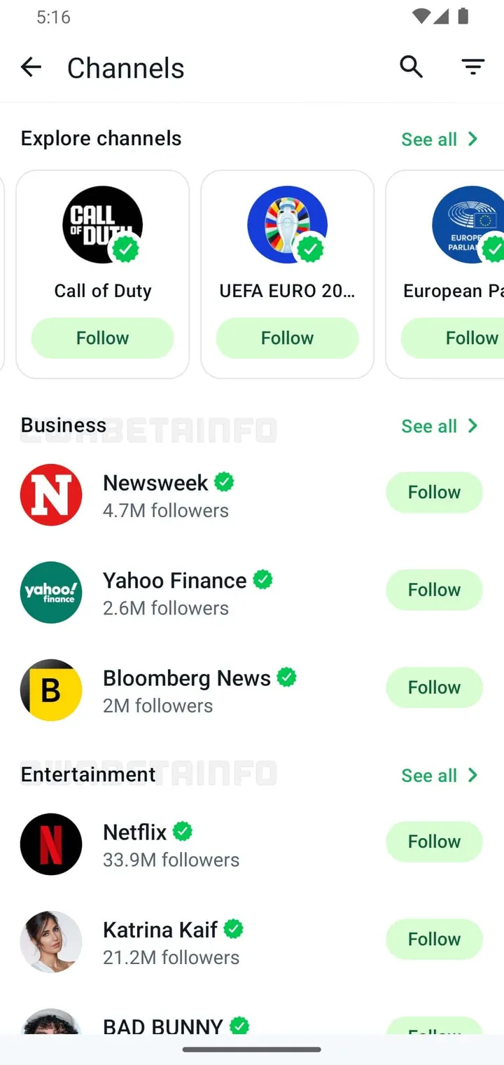wa channel category feature directory android