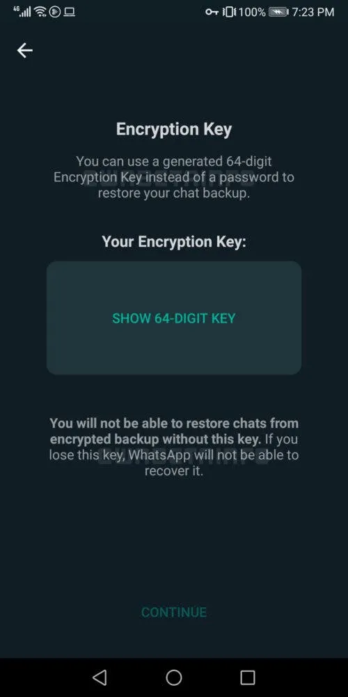 wa e2e encrypted backup key android e1626606951157
