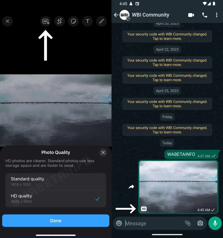 wa hd photo quality ios android
