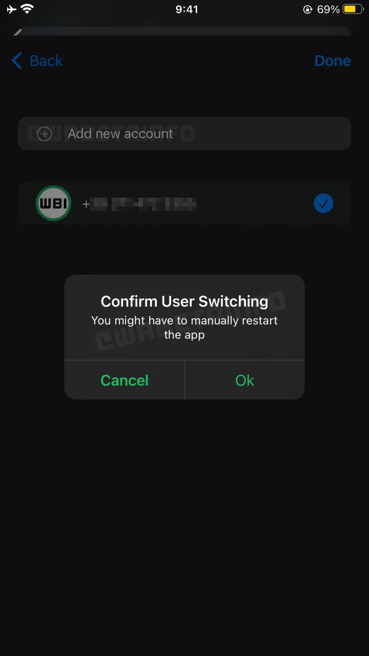 wa new multiple accounts feature settings ios