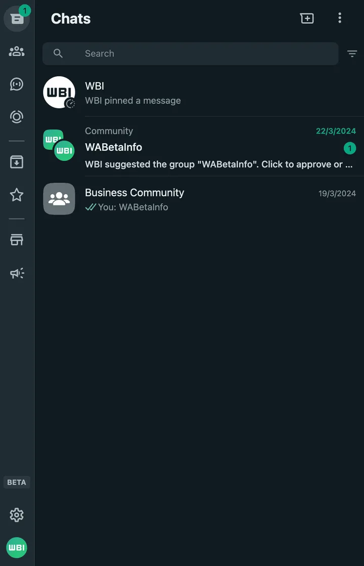 wa new sidebar feature interface web