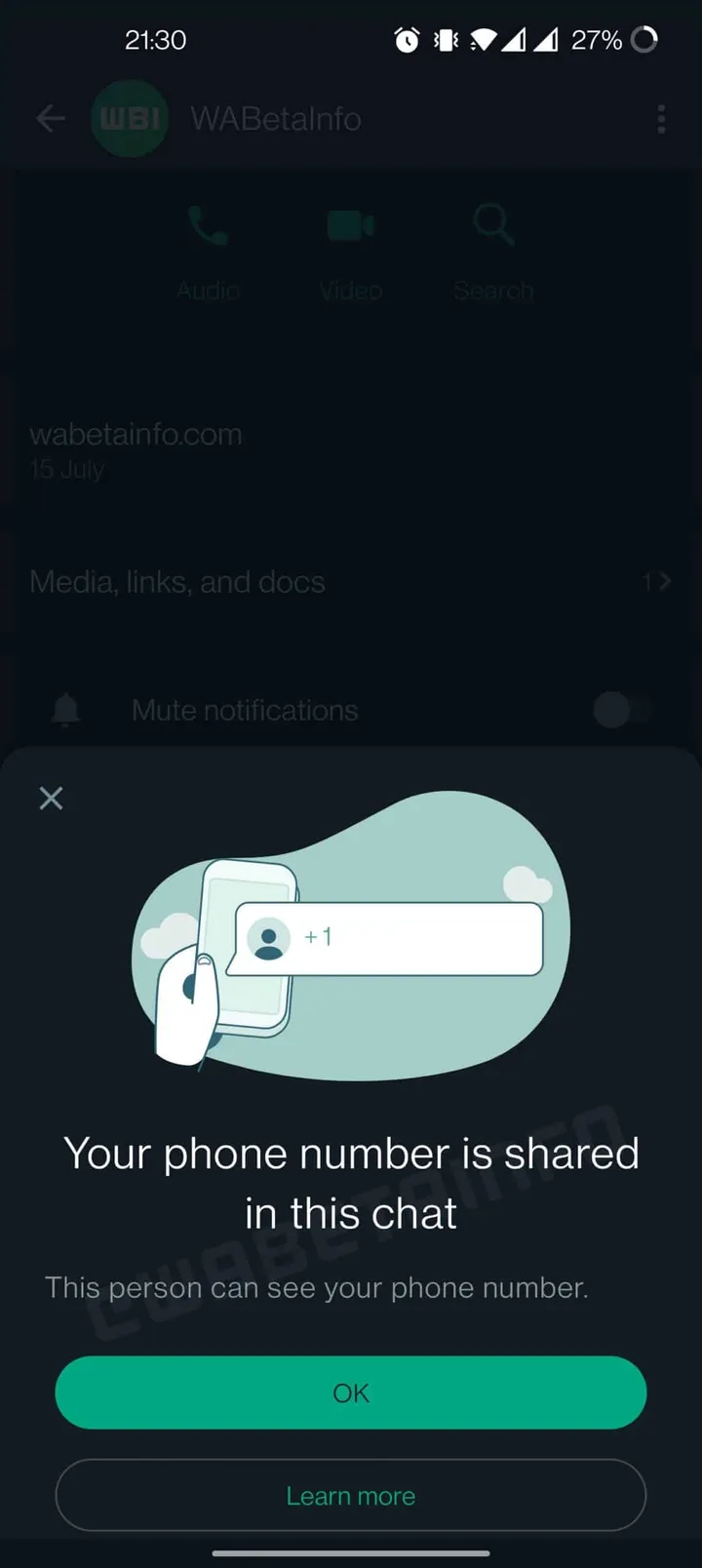 wa phone number shared alert business android scaled 1