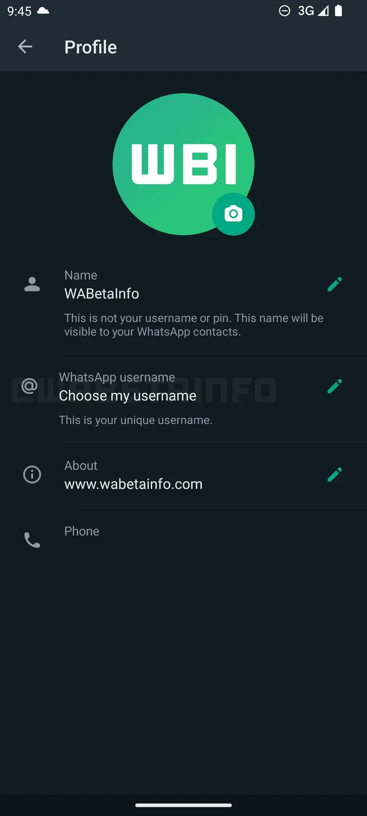 wa profile username android