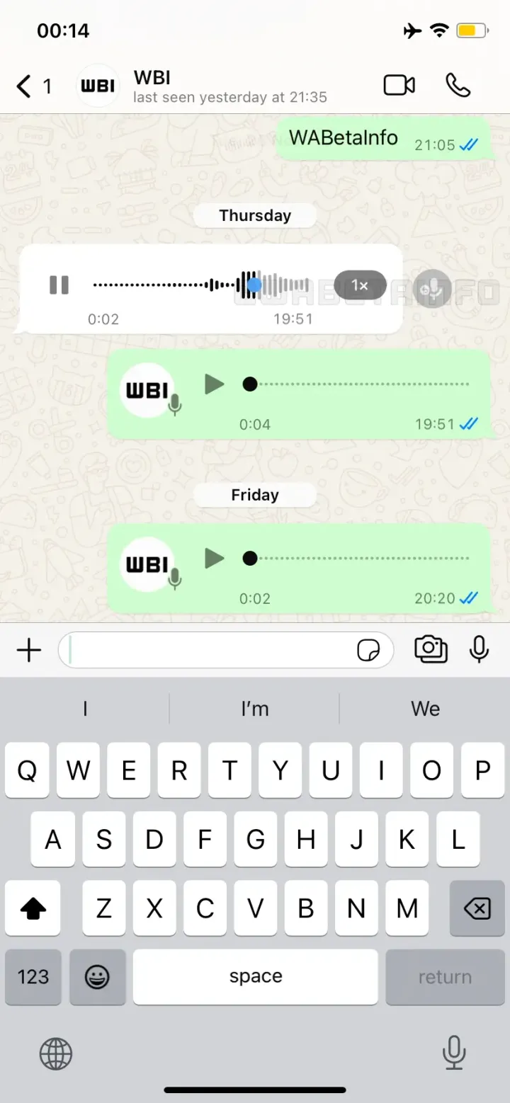 wa quick reply voice note message feature ios