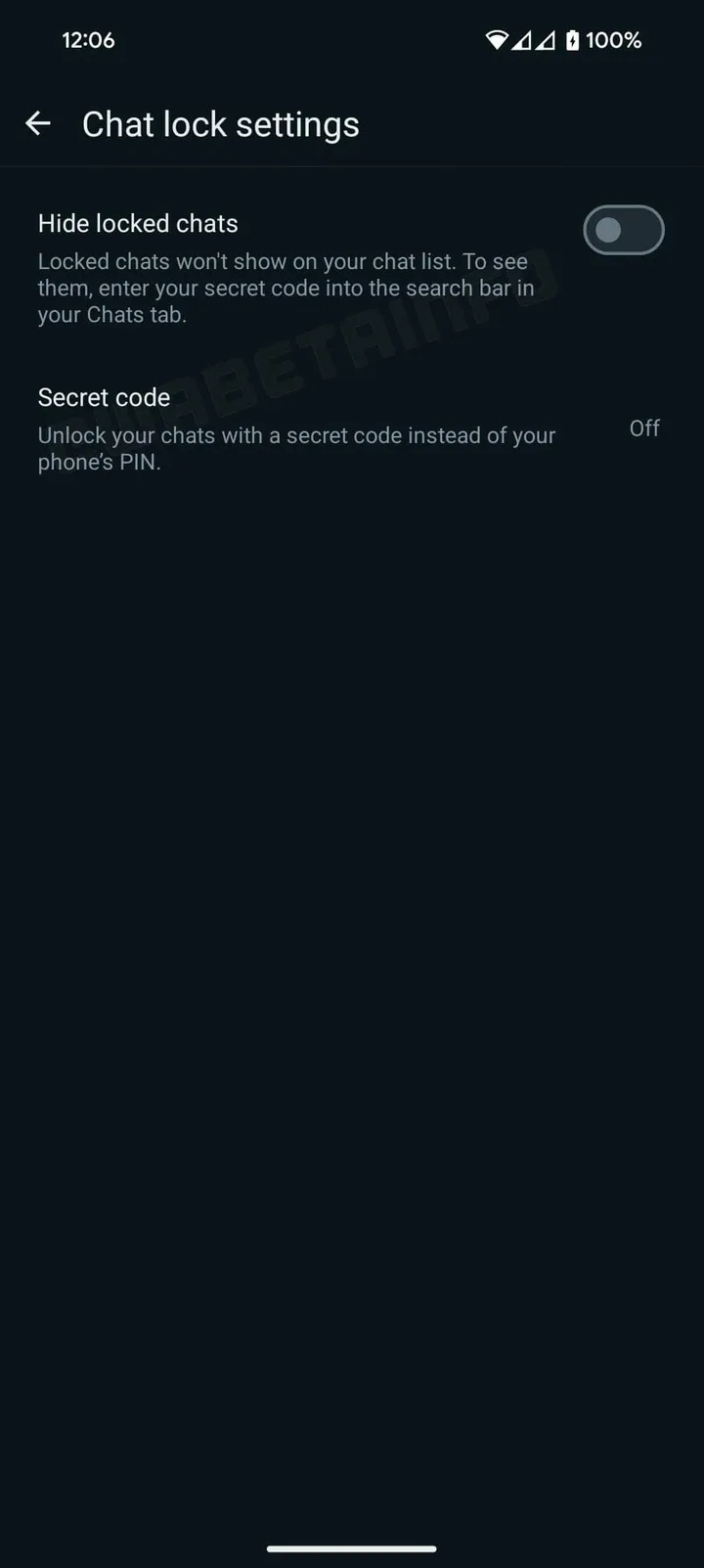 wa secret code hide locked chats feature android