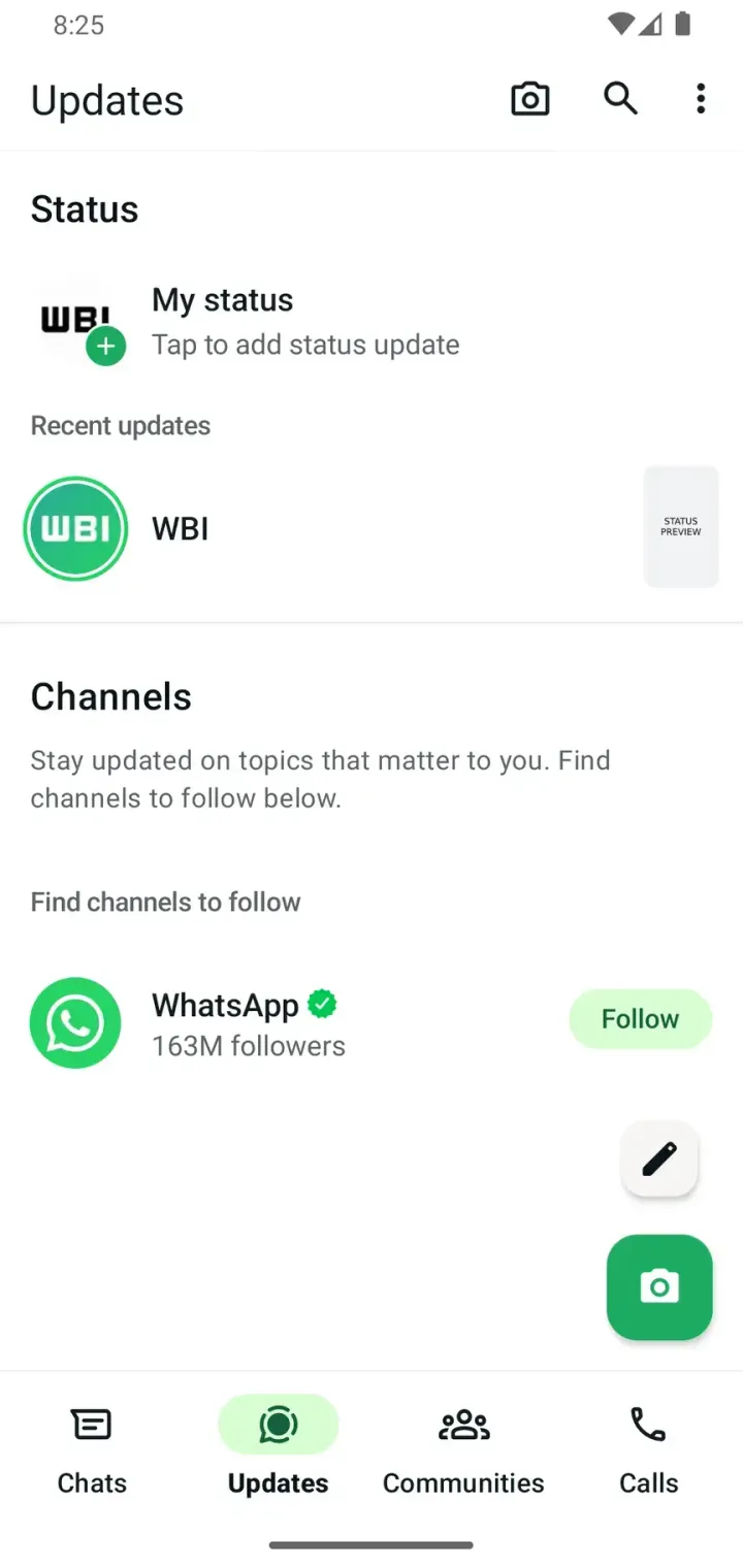 wa status preview feature android