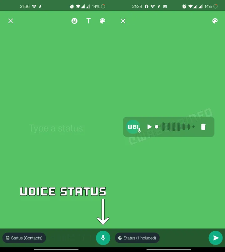 wa voice status updates composer android