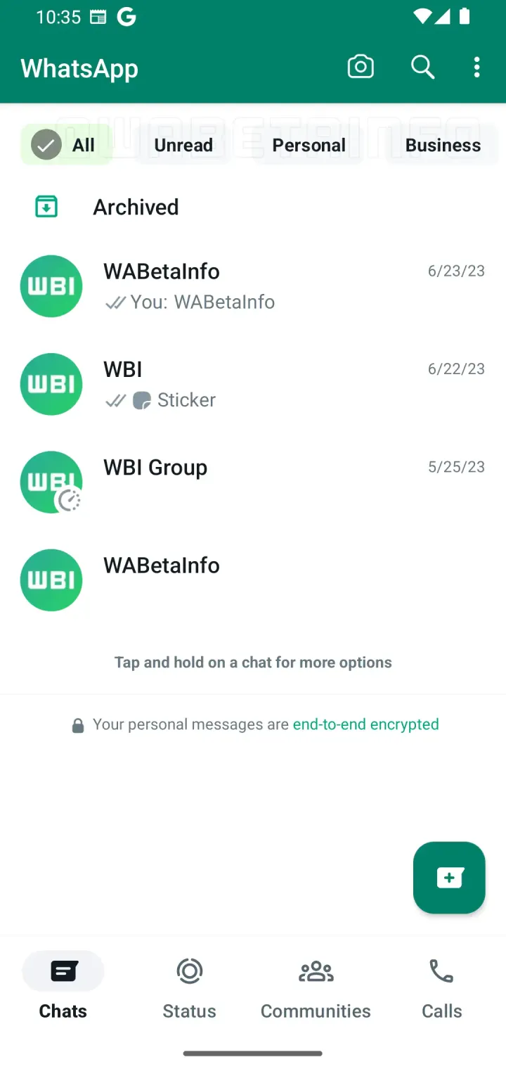 whatsapp beta android filtri chat
