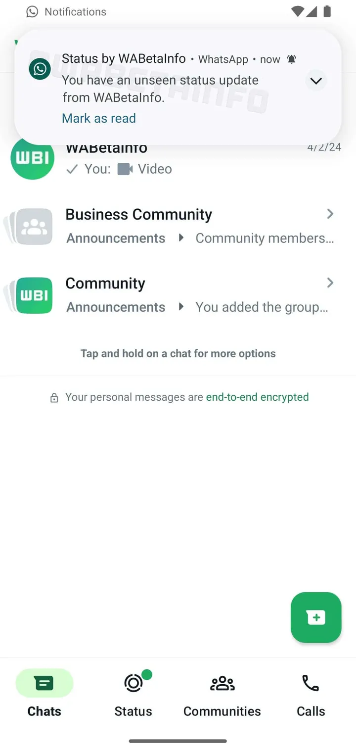 whatsapp durum guncellemesi bildirim ozelligi 1