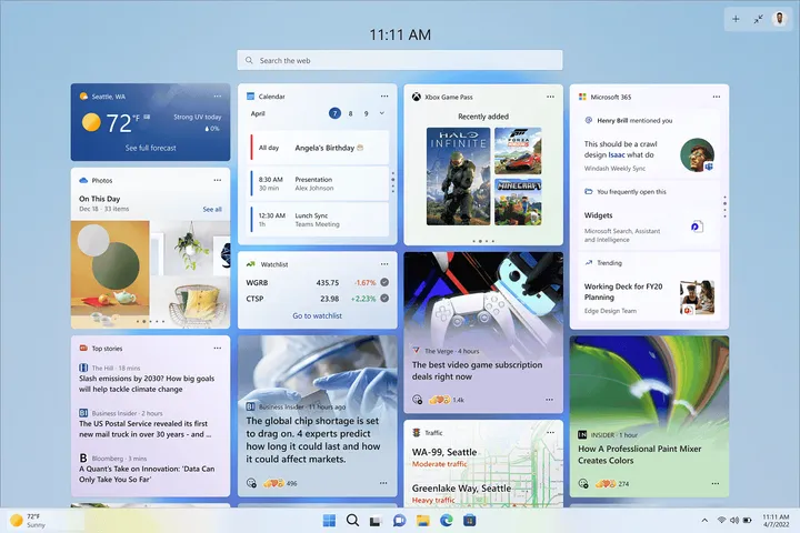widgets expanded view