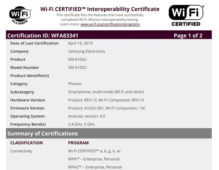wifi alliance a10e