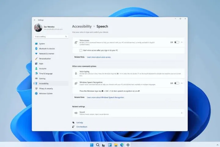 windows voice access settings 1