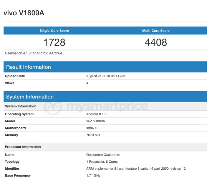 wwwmysmartpricecom d929 vivo x23 geekbench