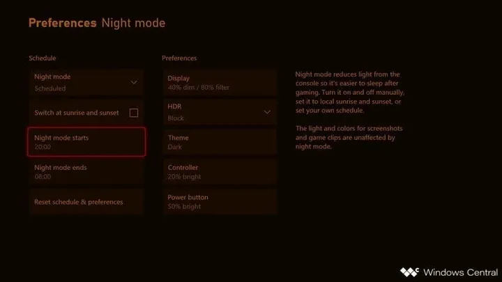 xbox night mode 1