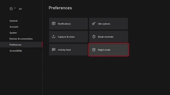 xbox night mode 2