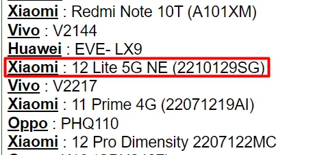 xiaomi 12 lite 5g ne