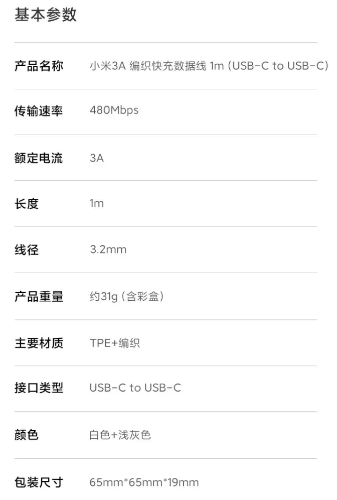 xiaomi 3a braided cable a