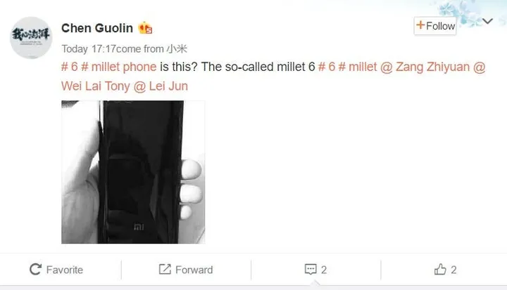 xiaomi mi 6 plus weibo leak