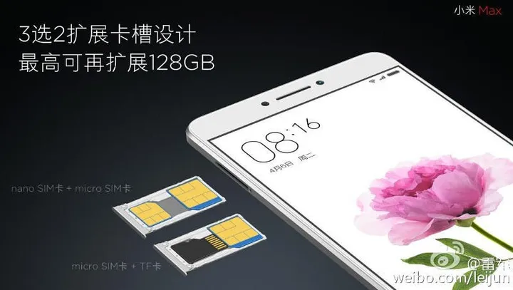 xiaomi mi max hybrid sim
