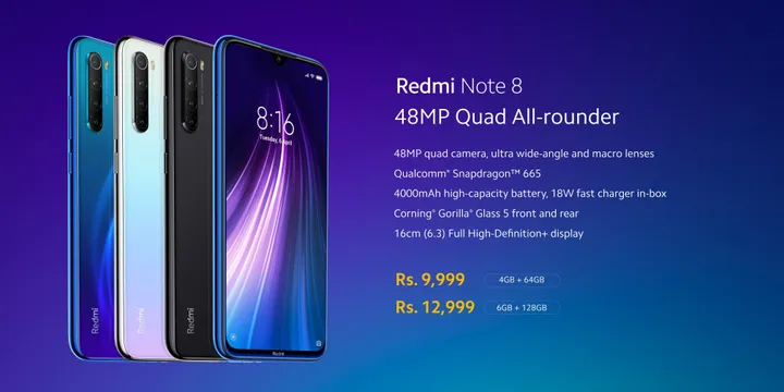 xiaomi redmi note 8 prices