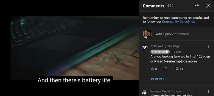 youtube comments sidebar