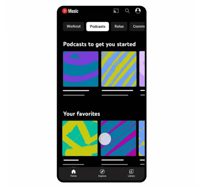 youtube podcasts tab