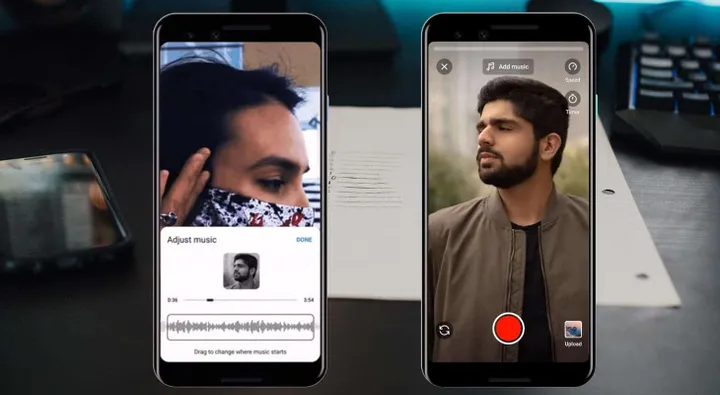 youtube shorts app screen with table background