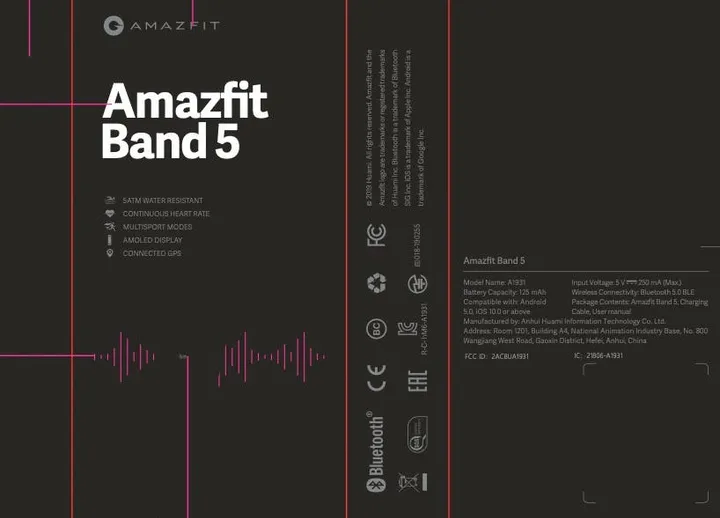 amazfit band 5 packaging fcc