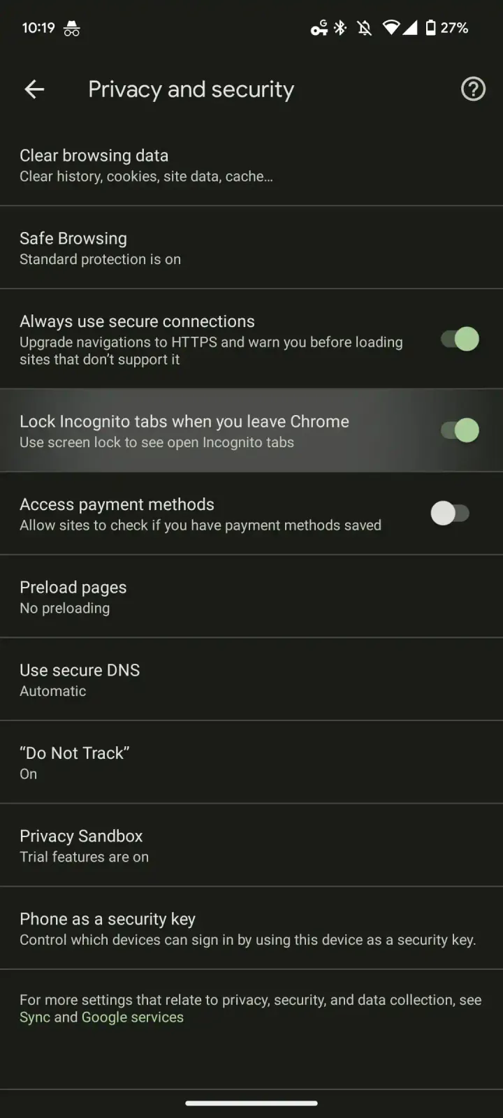 chrome incognito fingerprint android 2