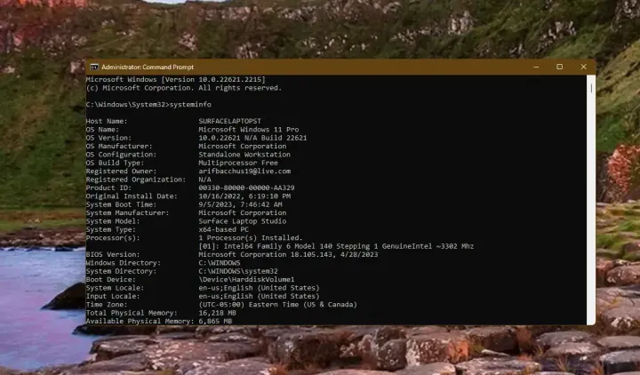 cmd systeminfo e1694794160877