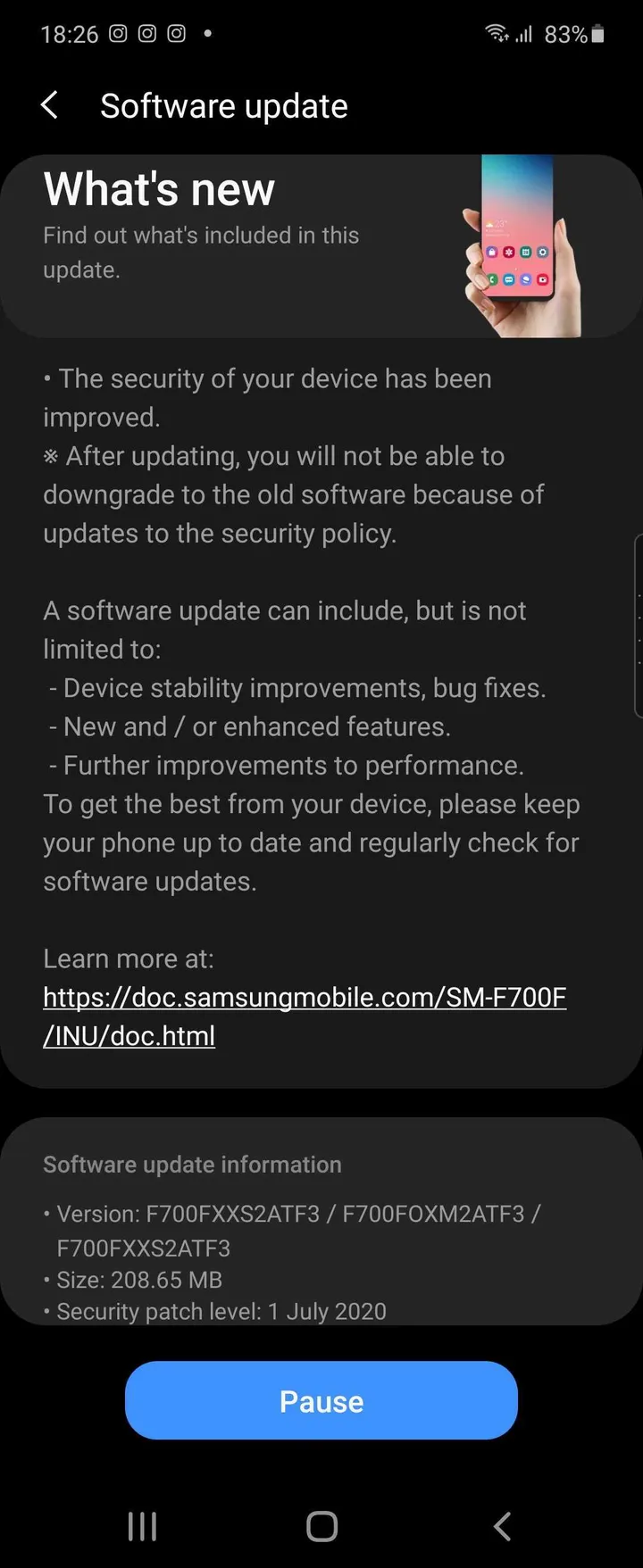 galaxy z flip july security update