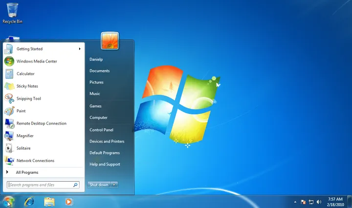 start menu
