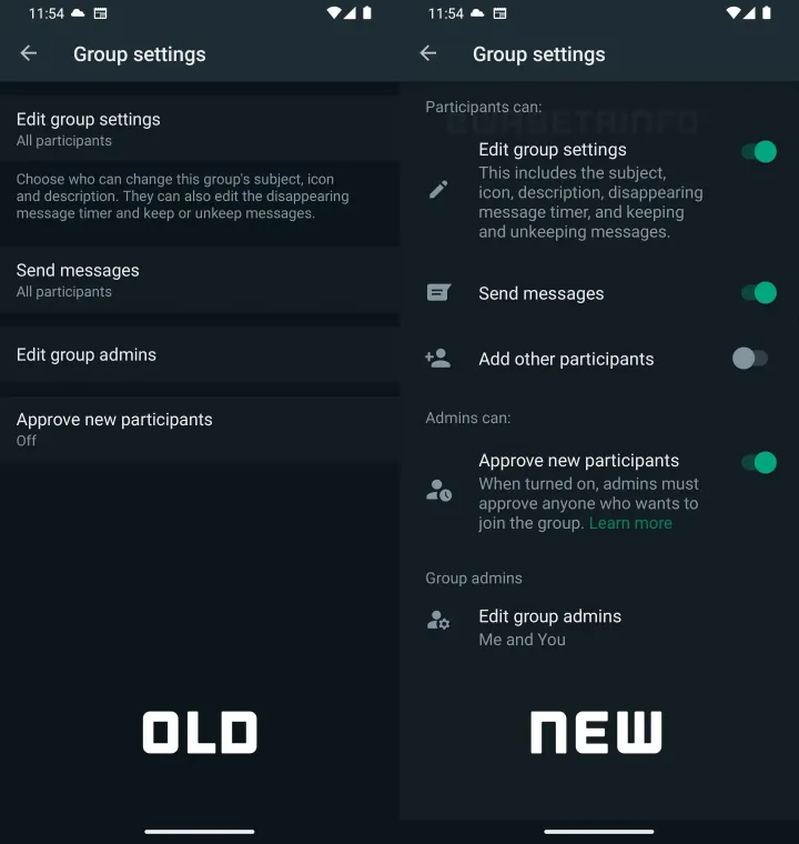 whatsapp group settings