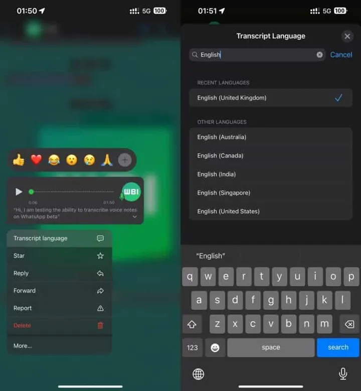 whatsapp transcription