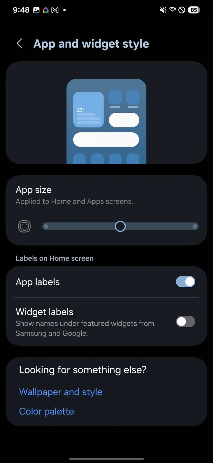 widget settings
