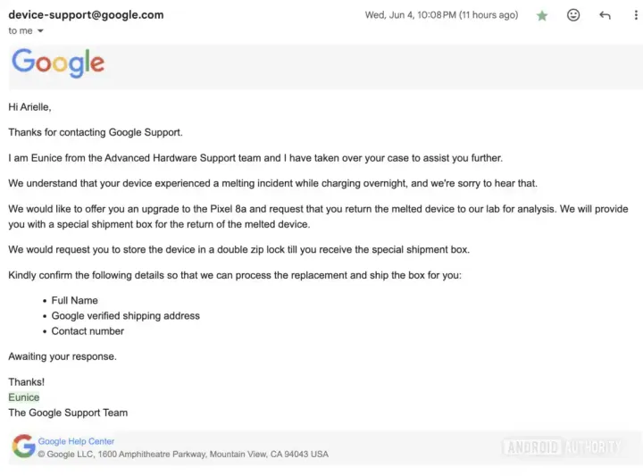 google response to google pixel 9a melting 1167w 864hpng