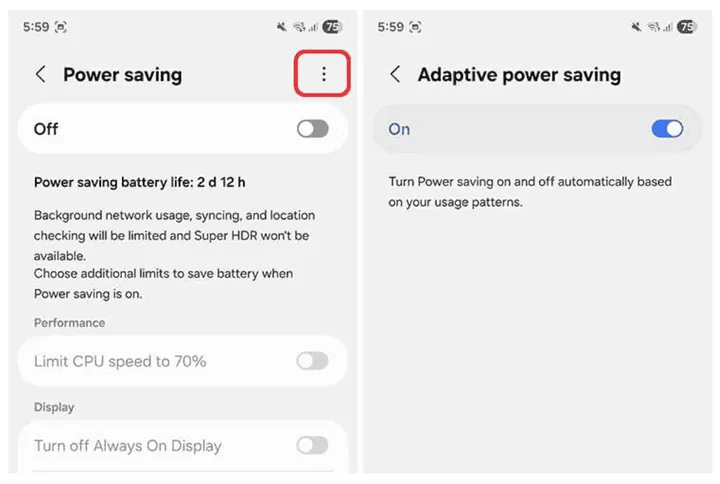 Samsung battery settings