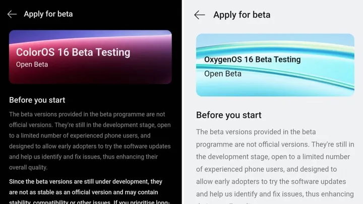 ColorOS 16 and OxygenOS 16