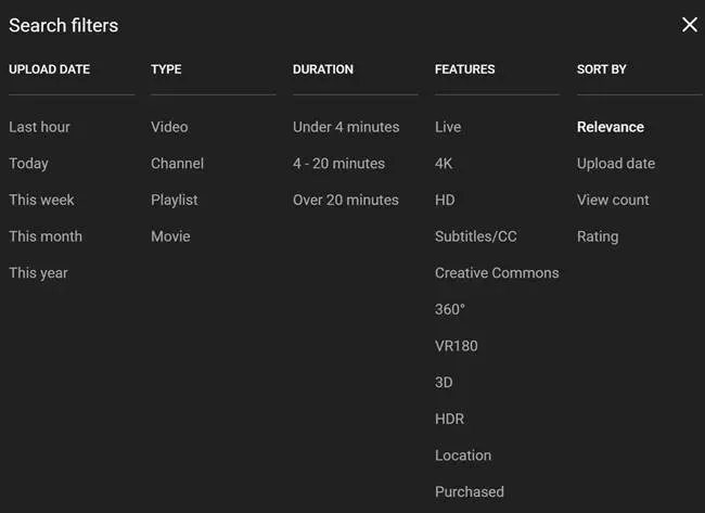 YouTube-Search-Filters