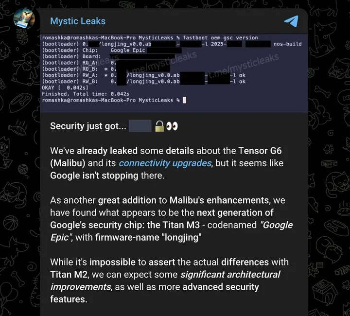 Titan M3 from Mystic Leaks