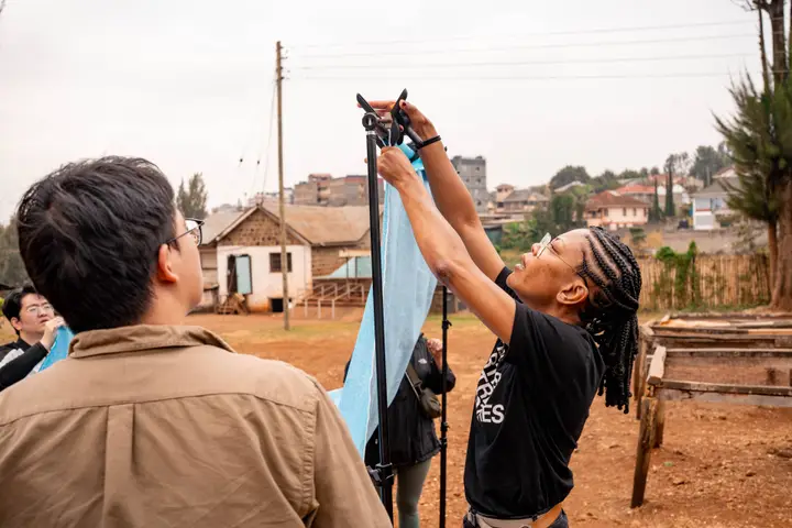 Angélica Dass on the set of 100 Portraits of Becoming