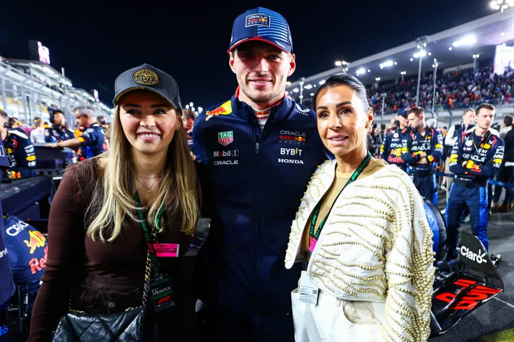 Max Verstappen met zijn moeder Sophie en zus Victoria - Red Bull Contentpool