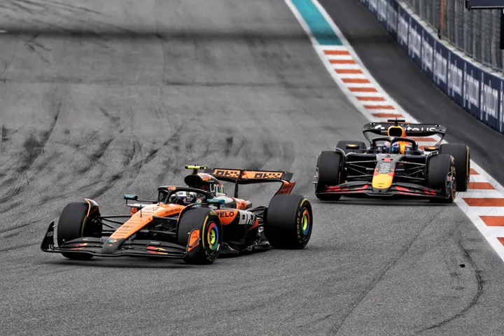 Lando Norris after overtaking Max Verstappen at the Miami Grand Prix