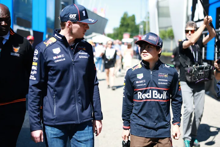 Max Verstappen, Yuki Tsunoda in Imola