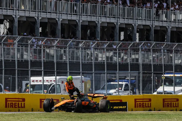 Lando Norris after his crash in Canada