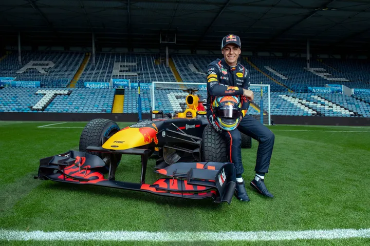 Arvid Lindblad during a demo for Red Bull and Leeds United